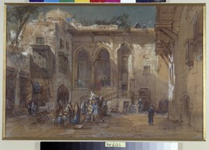 Kahire, Mısır'da canlı bir meydan by Louis Amable Crapelet