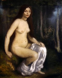 Bir ormanda oturan genç kadın by Louis Anquetin