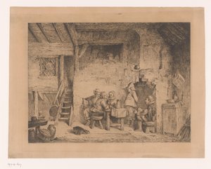 Bir barda on altıncı yüzyıl elbiseli şirket Le recit au kabare by Louis Antoine Carolus