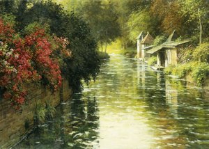 Bir Fransız Nehir Manzarası (tuval üzerine yağlı boya) by Louis Aston Knight