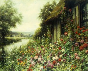 Kulübenin Dışında Açan Çiçekler (tuval üzerine yağlı boya) by Louis Aston Knight