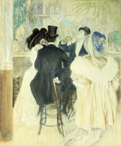 Bir kafede rakamlar (kağıt üzerinde pastel) by Louis Auguste Mathieu Legrand