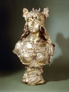 Salammbo (mücevher setli, yaldızlı bronz büst) by Louis Auguste Moreau