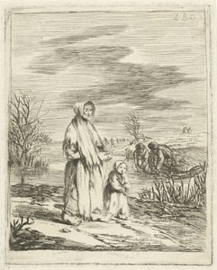 Bir hendekte çocukla dilenci by Louis Bernard Coclers