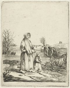Bir hendekte çocukla dilenci by Louis Bernard Coclers