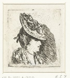 Şapkalı genç bir kadının ana çalışması by Louis Bernard Coclers