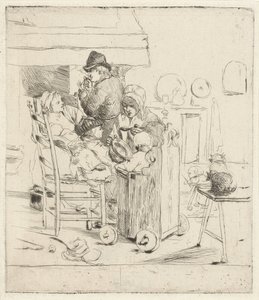 Çocuklarla mutfak sahnesi by Louis Bernard Coclers
