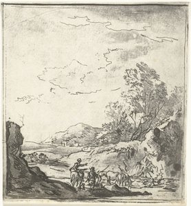 Binici ve çoban ile manzara by Louis Bernard Coclers