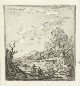 Binici ve çoban ile manzara by Louis Bernard Coclers