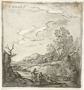 Binici ve çoban ile manzara by Louis Bernard Coclers