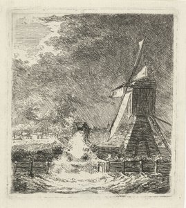 Bir polder manzara içinde yel değirmeni by Louis Bernard Coclers