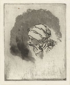 Soldaki profilde yemek yiyen bir kızın başı olan çalışma sayfası by Louis Bernard Coclers