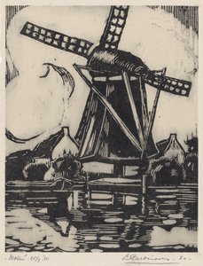 Molen (nesne üzerindeki orijinal başlık) by Louis Cardinaals (signed by artist)