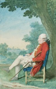 Bay O"Flanagan, profilde solda, bir Parkta oturuyor, 1771 by Louis Carrogis