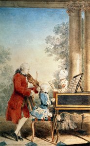 Leopold Mozart (1719-87) ve iki çocuğu Wolfgang Amadeus (1756-91) ve 