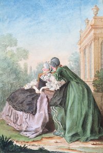 Madame d'Epinay ve Madame de Meaux (suluboya)