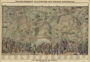 Somme, Fransa, I. Dünya Savaşı savaş alanının panoramik görünümü by Louis Charles (after) Bombled