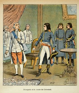 Kont Emmanuel de Las Cases'in (1766-1842) “St. Helene Anıtı” kitabından Bombled Louis (1862-1927) çizimi: Campo Formio ticareti sırasında Bonaparte ve Avusturya Şansölyesi Kont Louis Cobenzl arasındaki röportaj, Özel koleksiyon by Louis Charles Bombled