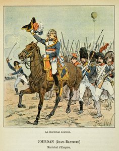 Illustration of Bombled Louis (1862-1927) from the book “The Memorial of Saint Helene” by Count Emmanuel de Las Cases (1766-1842): The marechal Jean Baptiste Jourdan (1762-1833) at the head of his troops, Private Collection by Louis Charles Bombled