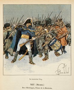 Illustration of Bombled Louis (1862-1927) from the book “The Memorial of St. Helene” by Count Emmanuel de Las Cases (1766-1842): Portrait of Marechal Michel Ney (1769-1815), Duke of Elchingen, Prince of Moskova, during the retreat of Russia, Private Collec by Louis Charles Bombled