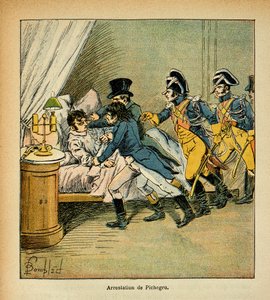 Illustration of Bombled Louis (1862-1927) from the book “The memorial se Sainte Helene” by Count Emmanuel de Las Cases (1766-1842): Arrest of Jean Charles Pichegru (1761-1804) on 28 February 1804, Private Collection by Louis Charles Bombled