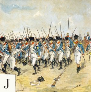 J harfi: Genç muhafız, "Je serai soldat”( Asker olacağım) - Askeri alfabe by Louis Charles Bombled