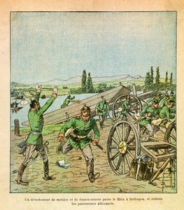Eugene Çavuş'un Grenest olarak bilinen Doğu Ordusu, Louis Bombled (1862-1927) (Fransız-Alman Savaşı; 1870-1871 seferi) tarafından resmedildi: Bir Fransız müfrezesi ve keskin nişancı Ren'i geçti ve Alman köprü işçilerini sarstı, Özel Koleksiyon by Louis Charles Bombled