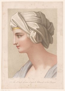 Başına bezle sarılmış bir kadın büstü 2eme Fête d'Etude dessinée d'après le Tableau de Nicolas Poussin (nesnedeki başlık)