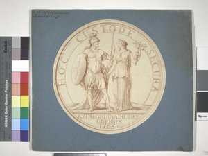 Medal design, War and Peace: HOC CUSTODE SECURA by Louis Claude (attr. to) Vassé