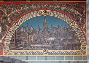 Tren istasyonu binası (Sint-Pietersstation). İç mekan. 1912. Giriş holü. by Louis Cloquet