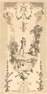Flüt Sesiyle Dans Eden Çoban by Louis Crépy after Antoine Watteau