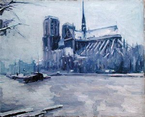 Sel sırasında Notre-Dame by Louis Degallaix