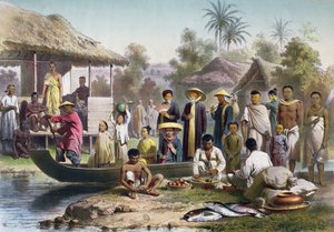 Annamese, Kamboçya ve Siyam Kostümü, Janet Lange tarafından yeniden çizilmiş ve Eugene Ciceri tarafından oyulmuş, c.1870 by Louis Delaporte