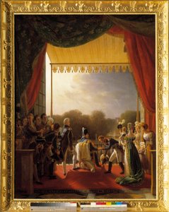 Kraliyet ailesinin üyeleri tarafından çevrili Louis XVIII, İspanya ordusunun dönüşü üzerine Tuileries