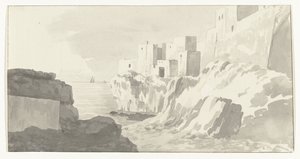 Gezicht op Polignano Şehrin Görünümü Polignano (nesne üzerine başlık) İtalya, Sicilya ve Malta'da Seyahatler - 1778 (dizi başlığı) by Louis Ducros