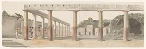 Pompeï Vue des Casernes Romaines & de la Colonnade de Pompeja'daki Roma kışlalarının ve sütunlu sıraların görünümü (nesne üzerindeki başlık) Voyage en Italie, en Sicile et à Malte - 1778 (seri başlığı) by Louis Ducros