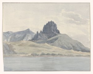 Spartivento Burnu'nun diğer tarafında Pentidatilo sahilinin görünümü Vue de la côte de Pentidatilo au delà du Cap de Spartivento (nesne üzerindeki başlık) Voyage en Italie, en Sicile et à Malte - 1778 (seri başlığı) by Louis Ducros