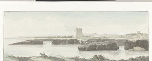 Monopoli'nin diğer tarafında bir gözlem kulesi ile Adriyatik Denizi kıyısının görünümü Vue d'une tur d'gözlem sur la côte de la mer Adriatique au delà de Monopoli, telles qu'il y en a de 3 milles and 3 milles (nesne üzerindeki başlık) Voyag by Louis Ducros