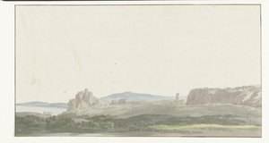 Gelibolu Mahallesi'ndeki Taranto Körfezi'ndeki Bir Kayadan Görünüm (nesne üzerinde başlık) İtalya, Sicilya ve Malta'da Seyahatler - 1778 (dizi başlığı) by Louis Ducros