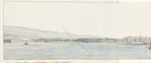 Gezicht op cenneti van Messina en bergen van Calabrië vanaf kade Messina Limanı ve Calabria Dağları'nın Rıhtımdan alınmış görünümü (nesne üzerindeki başlık) İtalya, Sicilya ve Malta'ya Yolculuk - 1778 (dizi başlığı) by Louis Ducros