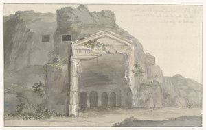 İtalya'daki Syracuse Voyage ve Sicile et à Malte - 1778 yakınlarındaki kayaya oyulmuş Dor tarzında cepheli mezarlar (seri başlığı)