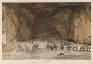 Grot Santa Maria Capella'nın İçi Mağaranın Altından Görünüm (nesne üzerindeki başlık) İtalya, Sicilya ve Malta'da Seyahatler - 1778 (dizi başlığı) by Louis Ducros