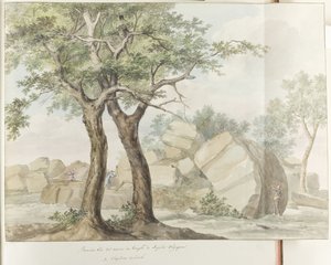 Ruïne van Zeus Olympus tempel in oude Agrigento Olympian Jüpiter Tapınağı Harabelerinin İlk Görünümü (nesne üzerindeki başlık) İtalya, Sicilya ve Malta'da Seyahatler - 1778 (dizi başlığı) by Louis Ducros