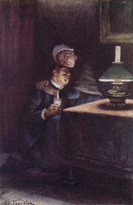 His heavy, woolly head on her knee, he remembered the happy evenings of his childhood 