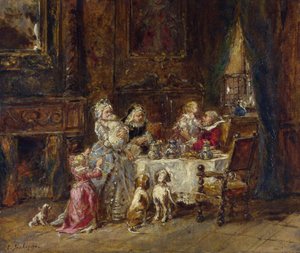 Isabey, Louis Gabriel Eugene (1803-1886) Büyükbabanın Doğum Günü Ahşap üzerine yağlı boya 1866 National Gallery, Londra 24,1x28,9 by Louis Eugene Gabriel Isabey