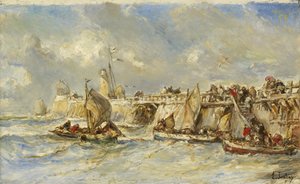 İskeleye Çıkarma Sahnesi, 1860 dolayları by Eugene Isabey