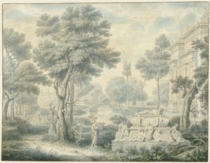 Bir mezar ile Arcadian manzara by Louis Fabritius Dubourg
