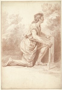 Sağda diz çökmüş adam by Louis Fabritius Dubourg