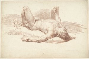 Erkek çıplak, sırt üstü yatarken by Louis Fabritius Dubourg