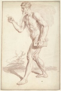 Erkek çıplak, yürüyüş, sola by Louis Fabritius Dubourg